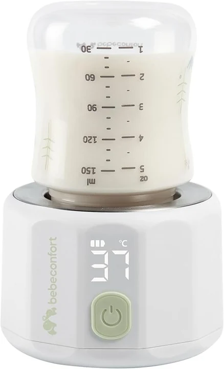 Bebeconfort Chauffe-biberon digital nomade, Chauffe-biberon portable pour bébé, Compact L6,5 x l6,5 x h8 cm, Poids léger (280 g), Écran digital, Batterie durable, Contrôle de la température